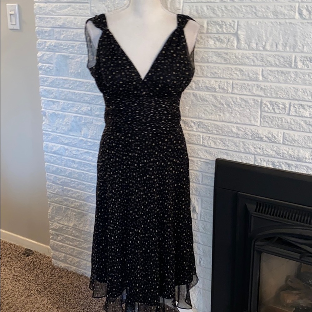 White House Black Market Black and White Midi Dress